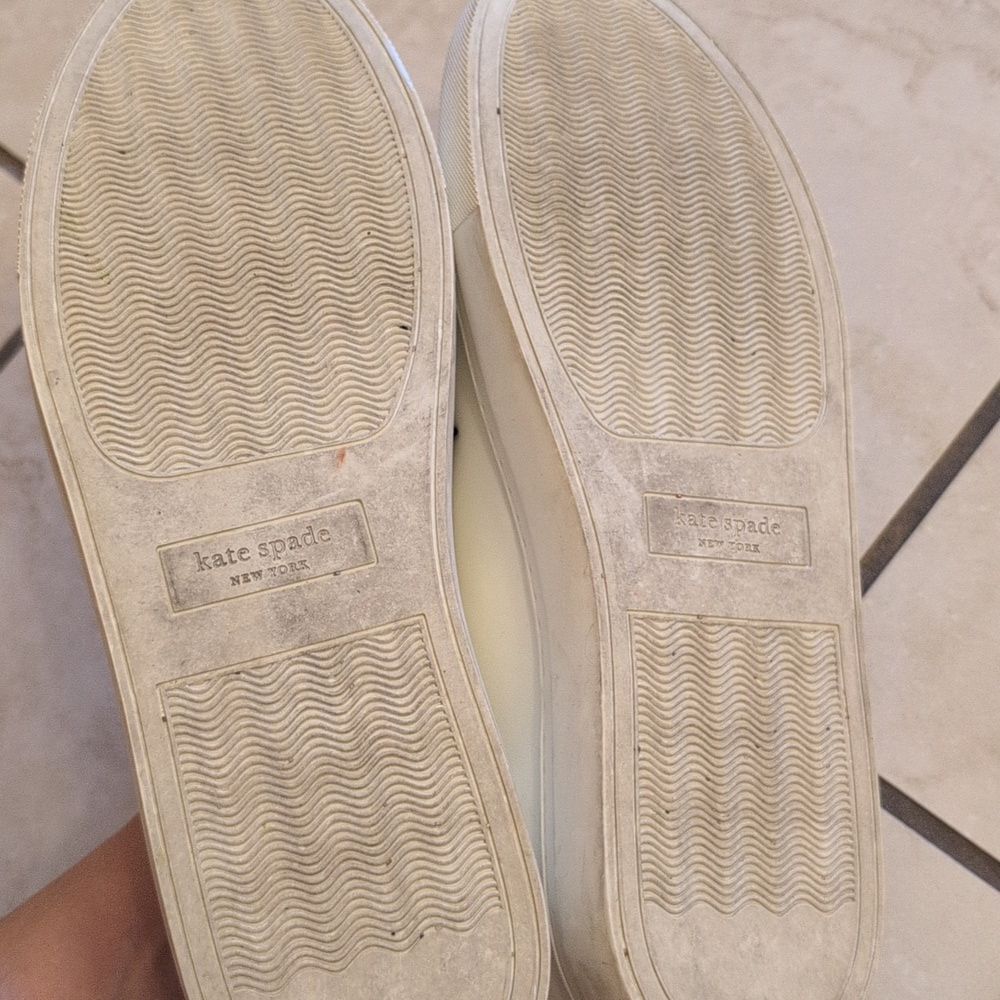 KATE SPADE Fez Glitz LEATHER Low Top SNEAKERS Rhinestone White Black Suede 11 - Picture 10 of 11
